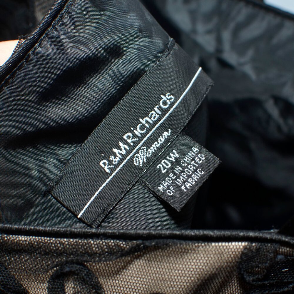 Plus Size 20W R&M Richards Black Mesh Over Nude Cocktail Party Full Skirt Dress - Picture 7 of 16